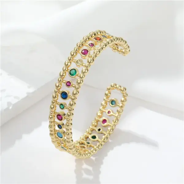 Wholesale Women’s Electroplated Copper Bangle With Zircon Inlay In Colour