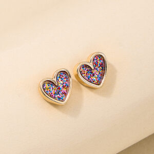 Wholesale 1 pair of elegant and cute sweet small and exquisite alloy earrings fashionable sweet and cool love ladies earrings for commuting all-match