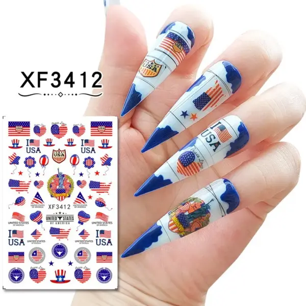 oly-a23ddc2c23b9d8bb24789e5f0d775b0d Wholesale Independence Day Series American Flag Manicure Stickers Nail Stickers 8 Set Manicure Accessories