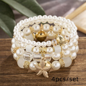 Wholesale European and American Cross-border New Bohemian Bracelet Creative Ladies Jewelry Starfish Pearl Multi-layer Beaded Bracelet Jewelry