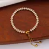 Wholesale Adjustable French Style Full Drill 5mm Oval Zircon Single Row Women's Bracelet Elegant Travel Jewelry Stainless Steel 18K Gold Plated