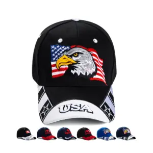 Wholesale Unisex Ethnic Style American Flag Eagle Braid Curved Eaves Baseball Cap