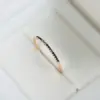 Wholesale New Simple Black Zircon Ring 585 Rose Gold Plain Ring Versatile Women's Finger Ring Luxury Style Geometry Pattern