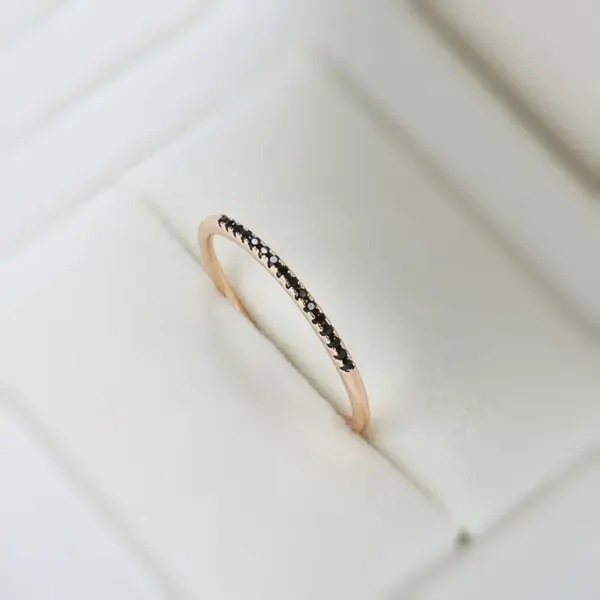Wholesale New Simple Black Zircon Ring 585 Rose Gold Plain Ring Versatile Women's Finger Ring Luxury Style Geometry Pattern