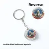 Wholesale United States American National Day Metal Key Chain With Gem Inlay, Patriotic Souvenir Accessory