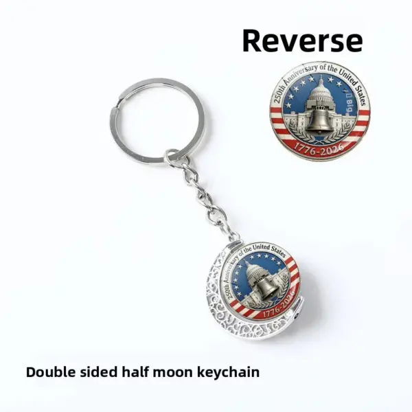 Wholesale United States American National Day Metal Key Chain With Gem Inlay, Patriotic Souvenir Accessory
