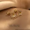 Wholesale 201 Stainless Steel 304 Stainless Steel Plastic Flower Ion Plating (IP) 18K Gold Plated Sweet Waterproof Non Tarnish Plating Gold Ear Studs