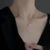 Wholesale Women’s Bow Tie Pendant Necklace With Inlay Artificial Rhinestones, 18K Real Gold Plated Copper, Water Plating On Cable Chain