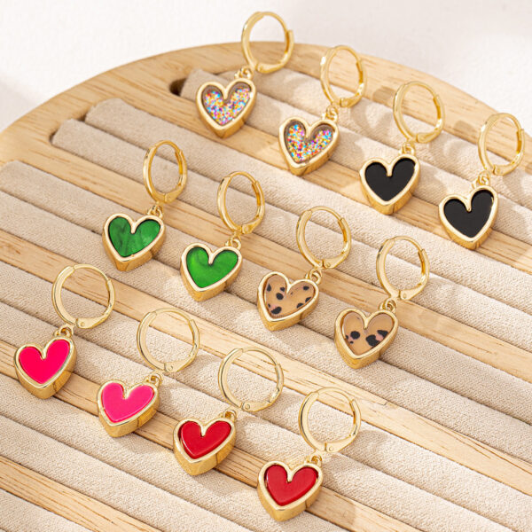 oly-a2b005acc242857b8a0c2b471c8282f7 Wholesale 6 pieces/12 piece set fashion exquisite zinc alloy oil leopard love earrings suit valentine's day party
