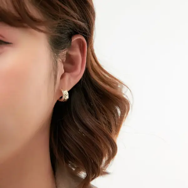 Wholesale Geometric Stud Earrings For Women With 925 Sterling Silver Posts, Copper Base Electroplated With 14K Real Gold And Zircon Inlay