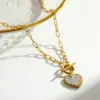 Wholesale Round Rock Style Jewelry Set For Independence Day, 304 Stainless Steel With 18K Gold Plated 0.03µm, Box Chain