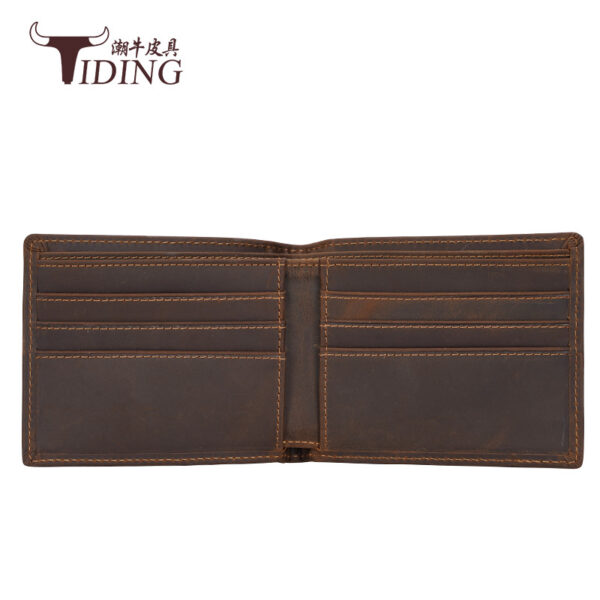Wholesale Trendy cow retro cowhide wallet men's short rfid anti-theft brush genuine leather 2-fold wallet simple gift wallet