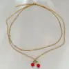 Wholesale Simple Style Double Layer Cross Necklace For Women With Enamel Craft And Electroplated Gold Plating On Cable Chain