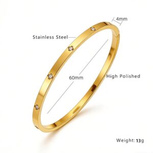 4mm engraved ten diamonds / 18K vacuum plating