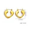 Wholesale 1 Pair Casual Classic Style Streetwear Geometric Heart Shape 304 Stainless Steel Imitation Gold Electroplating Hoop Earrings