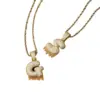 Wholesale Magma ABC Letter Pendant Necklace Zircon Gemstone Accessories Unisex Rose Gold Copper Material Brass Pendant
