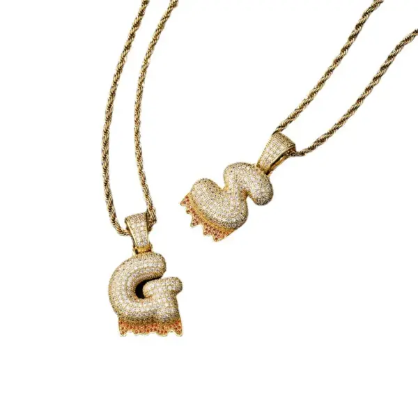 Wholesale Magma ABC Letter Pendant Necklace Zircon Gemstone Accessories Unisex Rose Gold Copper Material Brass Pendant