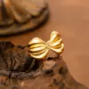 Wholesale Vintage Style Bow Tie Open Ring For Women In 304 Stainless Steel With Electroplated Gold Plating