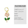 Wholesale 18K Gold Plated Copper Jewelry Oil Drop Rose Flower Zircon Pendant Earrings Ery72