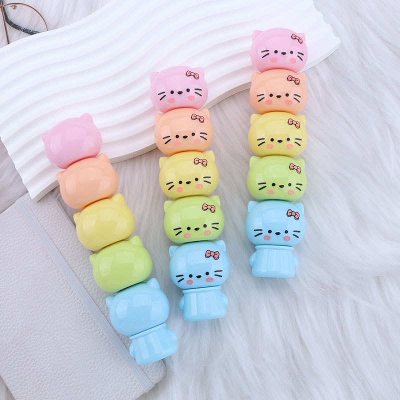 Wholesale Cat Highlighter Multi-section Modeling Stitching Children's Gift Hand Account Marker Cartoon Color Overlay Marker