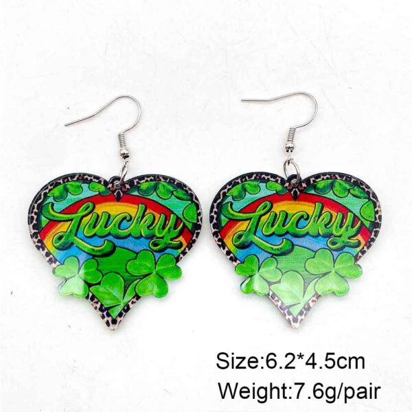 Wholesale arrival St. parcret festival earrings Irish green lucky grass rainbow love acrylic earrings