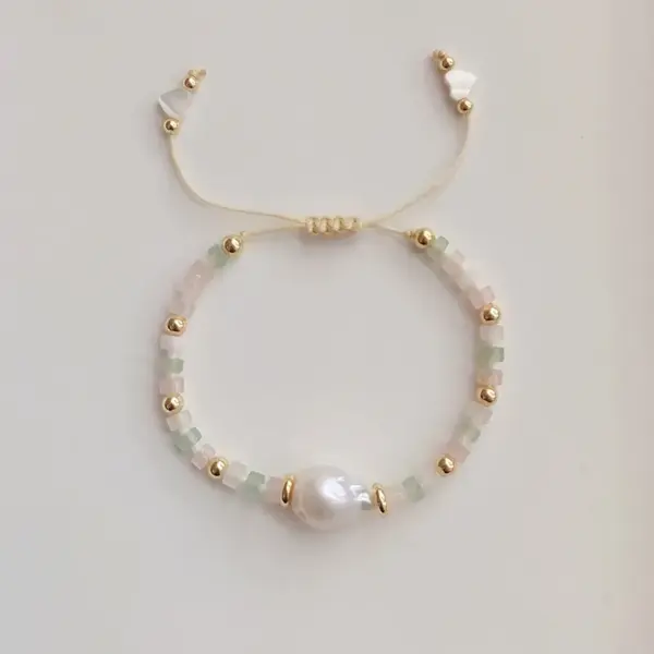 Wholesale Fashion Geometric Turquoise Freshwater Pearl Knitting Bracelets