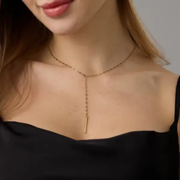 oly-a30a4a9a9cfc433af57ec57dd8bbd8b4 Wholesale Unisex Rectangle Necklace In 316 Stainless Steel With 14K Real Gold PVD Coated Plating And Box Chain