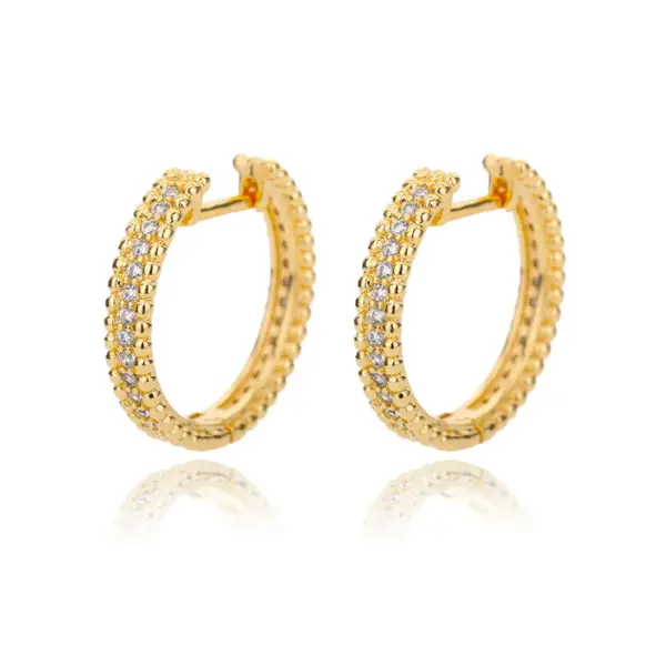 Wholesale Geometric Earrings For Women With Zircon Inlay, 18K Gold Plated On 304 Stainless Steel, 0.03µm Thickness