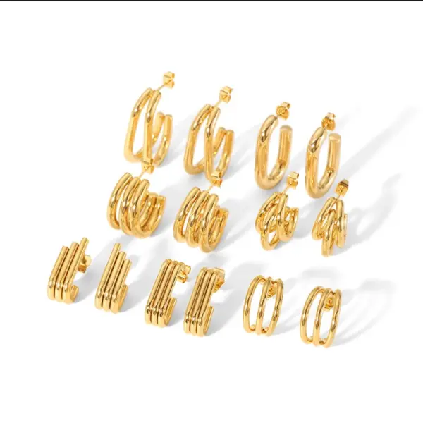 Wholesale PVD Coated Real Gold Plated 18K Gold U Shape 304 Stainless Steel Simple Style Waterproof Non Tarnish Ear Studs