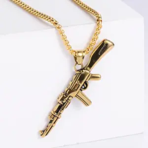 Wholesale Stainless Steel 18K Gold Plated Retro Pistol