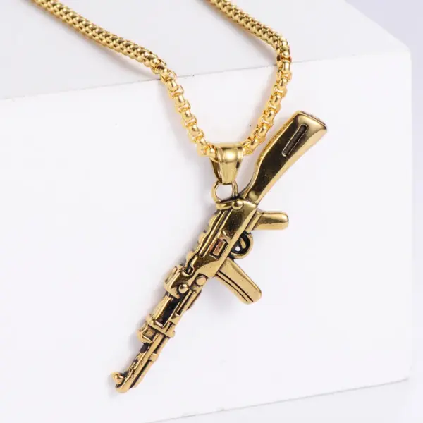 Wholesale Stainless Steel 18K Gold Plated Retro Pistol