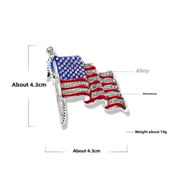 Wholesale Europe And The United States New American Flag Brooch Alloy Diamond Painting Oil Anti-light Pin Independence Day Flag Brooch Accessories