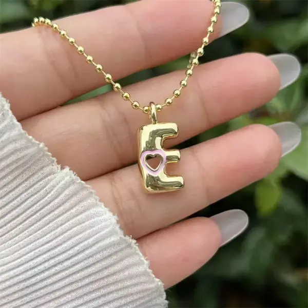 Wholesale Electroplated Letter Pendant Necklace For Women With 18K Real Gold Plated Copper And PVD Coated Finish, Featuring A Beaded Chain