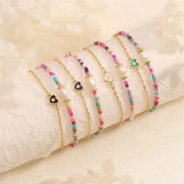 Wholesale IG Style Ethnic Style Bohemian Heart Shape Copper Beaded Inlay Zircon Bracelets
