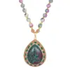 Wholesale Women’s Jewelry Set Featuring Water Droplets Pattern With Electroplated Copper And Natural Stone Inlay, 1 Set
