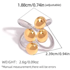 Gold and silver color / adjustable / 1 Piece Geometric Ball Open Ring