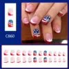Wholesale Chinese Valentine's Day American Star Nail Art Decoration Red Blue Striped Glitter Nail Stickers 24 Pieces Shiny Silicone Material