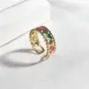 Wholesale 18K Real Gold Plated Vacuum Electroplating Furnace Oil Drop 304 Stainless Steel Ring Vintage Non-Fading Niche Light Luxury Heart Women's Open Ring