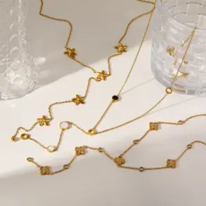 Wholesale Lucky Heart Electroplated Pendant Necklace For Women In 18K Real Gold Plated 304 Stainless Steel With PVD Coated Cable Chain