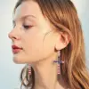Wholesale Independence Day Cross Earrings With Drip Oil American Flag Pendant Alloy Geometric Pattern Personalized Electroplated Jewelry For Women