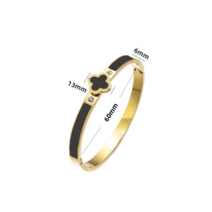 18k four leaf clover bracelet-gold and black