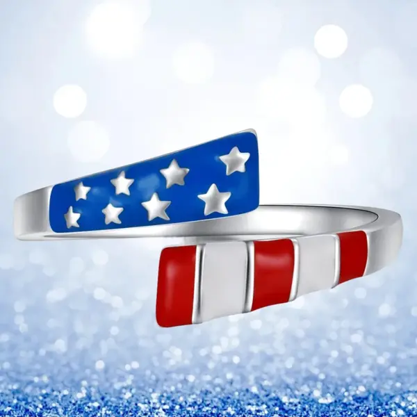 Wholesale Popular American Flag Ring Patriotic Independence Day Star Jewelry July 4Th Day Gift Manufacturer Wholesale