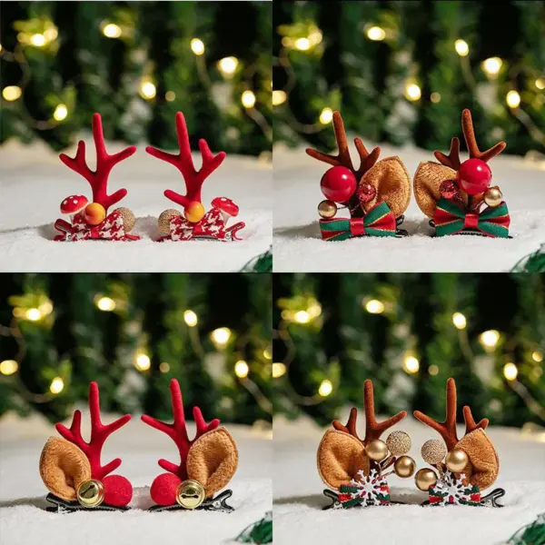 Wholesale Cute Christmas Deer Hair Clip Children's Day Side Corner Adorable Hair Accessories Hairband Hairpins Girls Hair Decorations