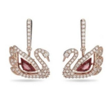 Wholesale Copper bow, dancing heart, swan earrings, heart-shaped crystal earrings