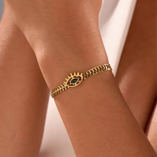 Wholesale New Fashionable Titanium Steel Bracelet 18K Gold Leaf And Flower Design Non-Fading Stylish Women's Jewelry Accessory