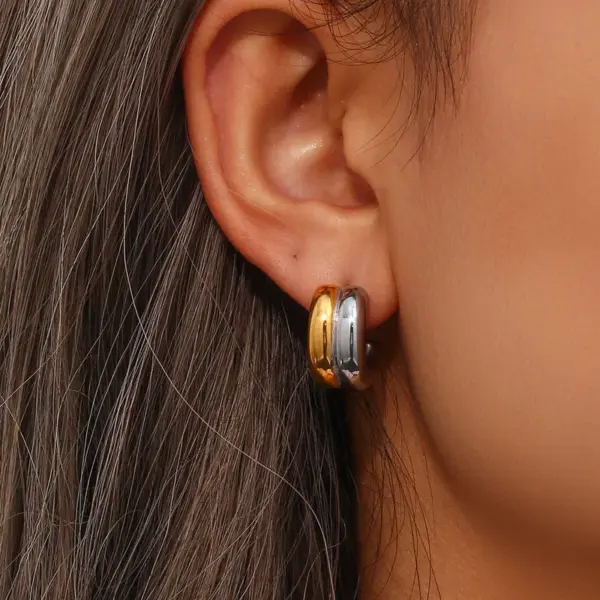 Wholesale 1 Pair Basic Simple Style C Shape Plating 304 Stainless Steel Ear Studs