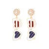 Wholesale Enamel Glasses Earrings For Women In Colour, Made With Durable Zinc Alloy, Perfect For Independence Day