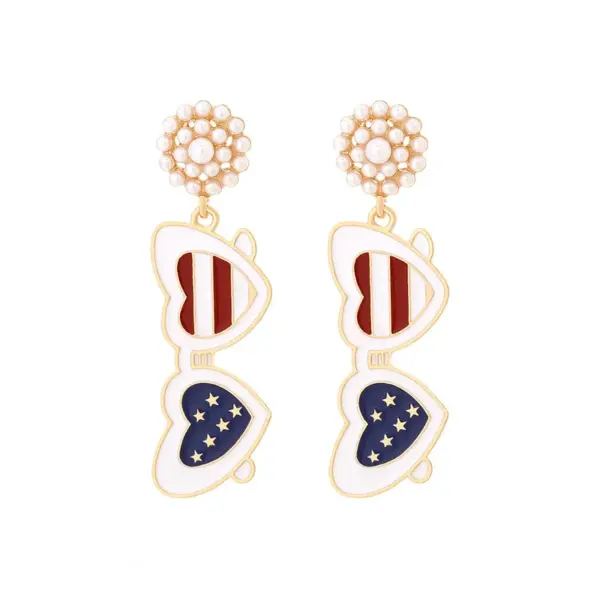 Wholesale Enamel Glasses Earrings For Women In Colour, Made With Durable Zinc Alloy, Perfect For Independence Day