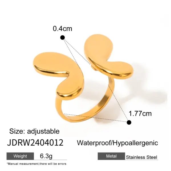 Wholesale Jewelry Elegant Classic Style Butterfly Bow Knot 304 Stainless Steel Artificial Pearls PVD Coated Plating Open Rings