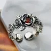 Wholesale Waterproof Non Tarnish Flowers Ring In Copper With Electroplated Gold Plating And Rhinestone Inlay